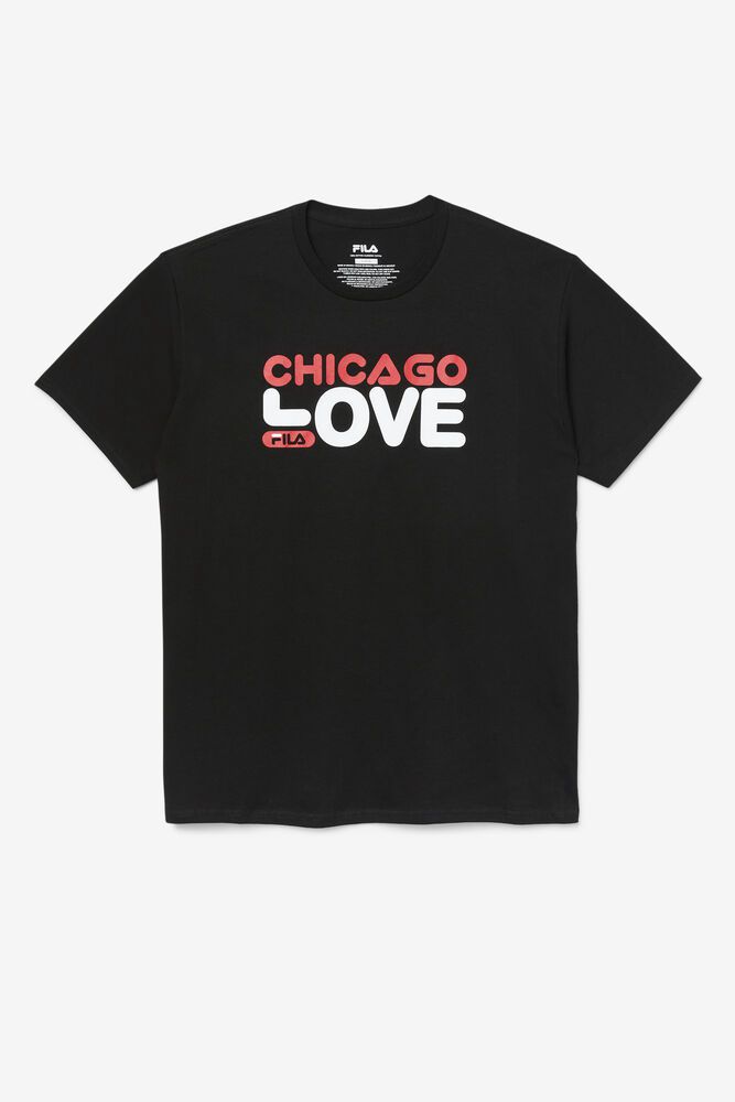 Fila T-Shirt Chicago Love Mens Black - India YRG-921603